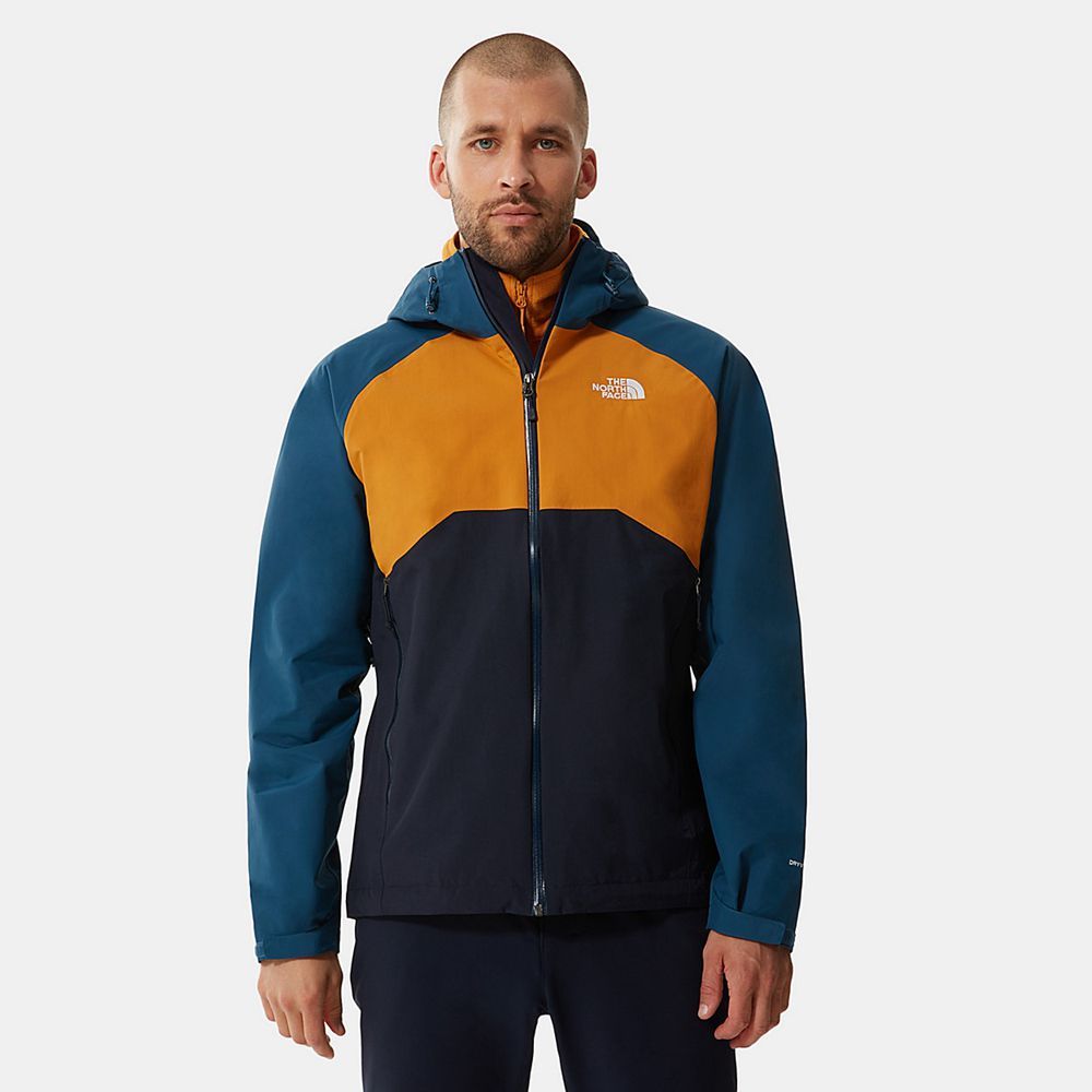 The North Face Hooded Jacket Mens Australia - The North Face Stratos Navy / Yellow / Blue Hiking (MW